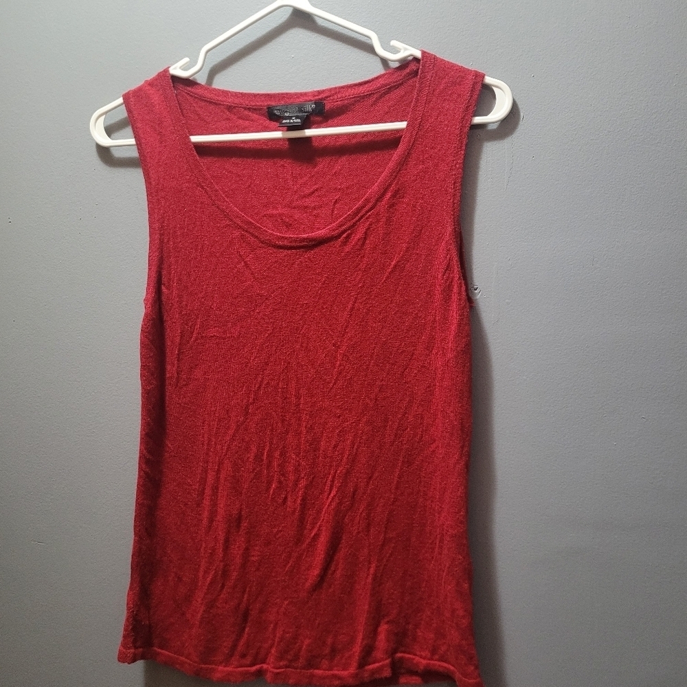 August Silk Red Sleeveless Silk Blend Tank Top Size M